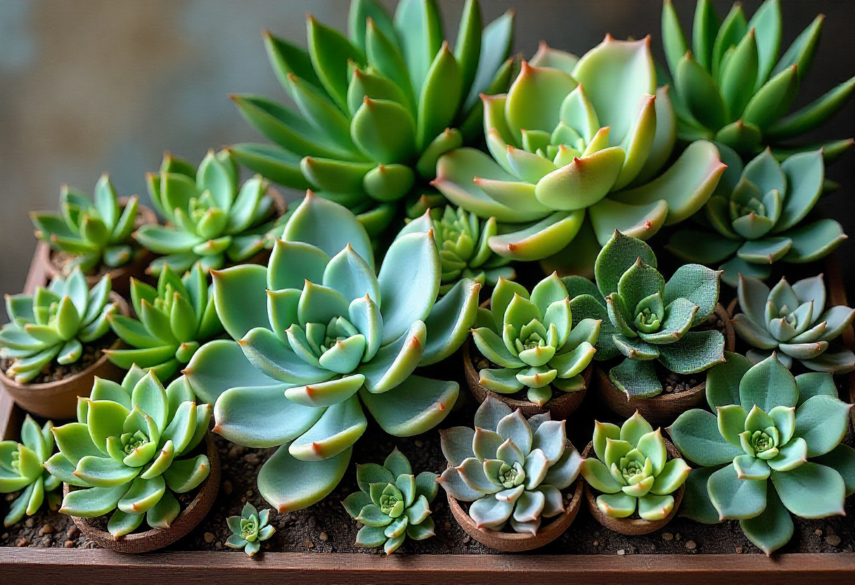 Collection of succulents and cacti arranged beautifully